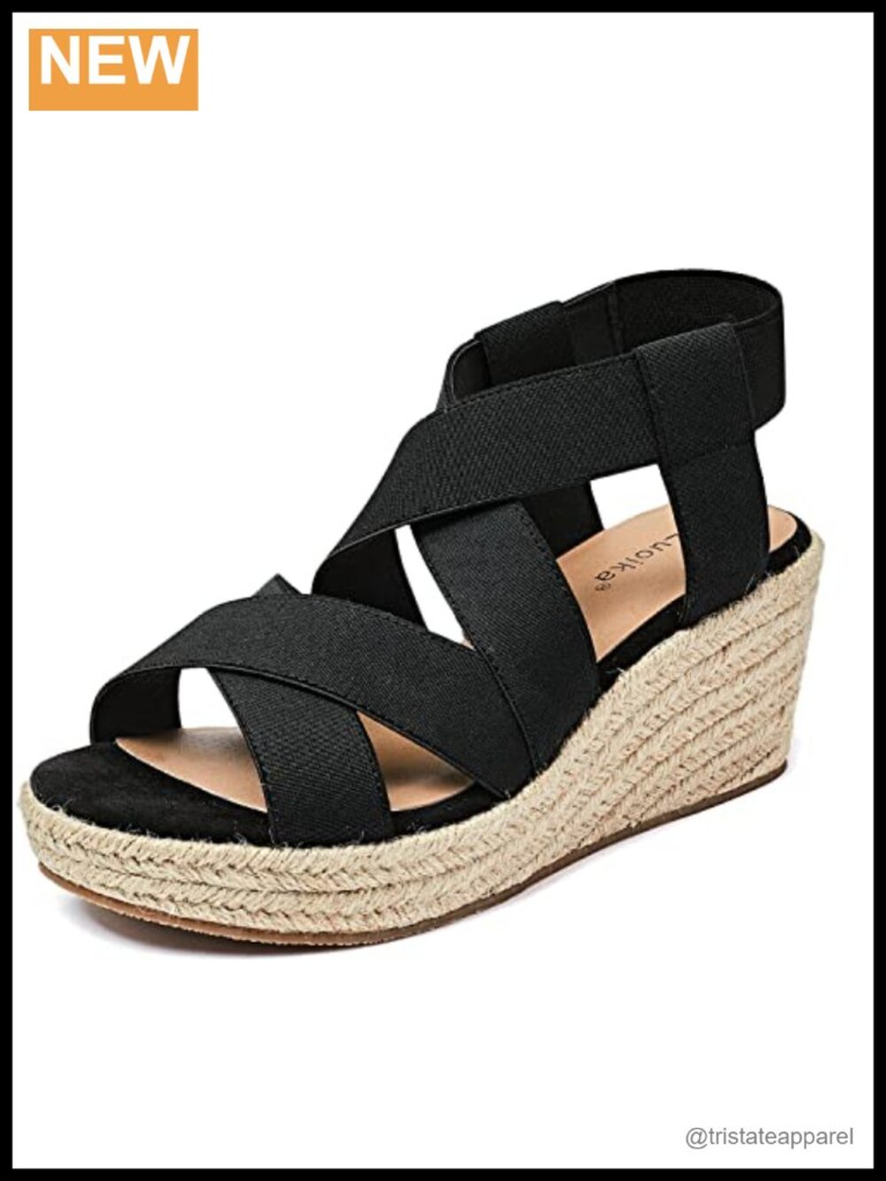 Wide Width Platform Wedge Sandals Faux Leather Ankle Strap
